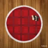 Red Plaid Pattern Round Beach Towel