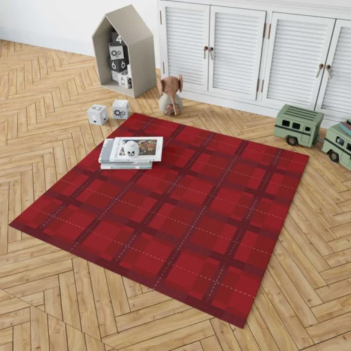 Red Plaid Pattern Rug 1