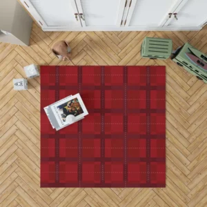 Red Plaid Pattern Rug