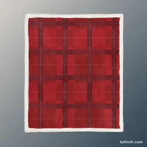 Red Plaid Pattern Sherpa Fleece Blanket 1