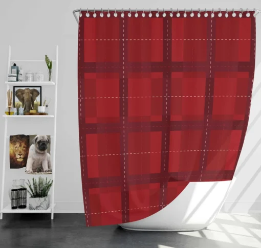 Red Plaid Pattern Shower Curtain