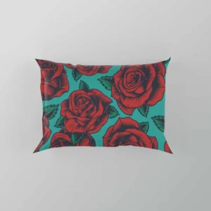 Red Rose Print Pattern Pillow Case