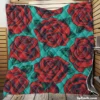 Red Rose Print Pattern Quilt Blanket