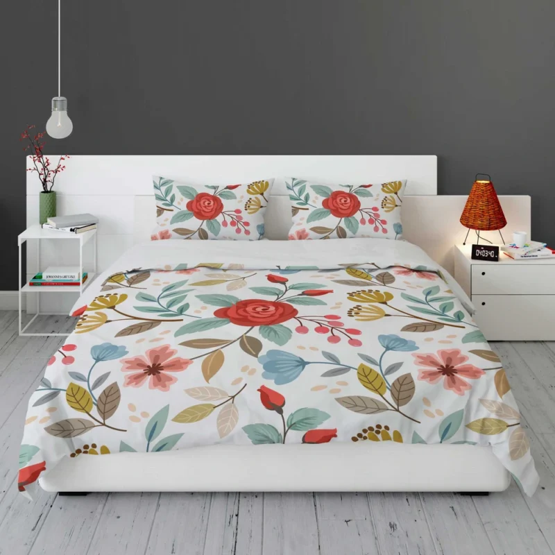 Red Roses Queen Anne's Floral Pattern Bedding Set 1