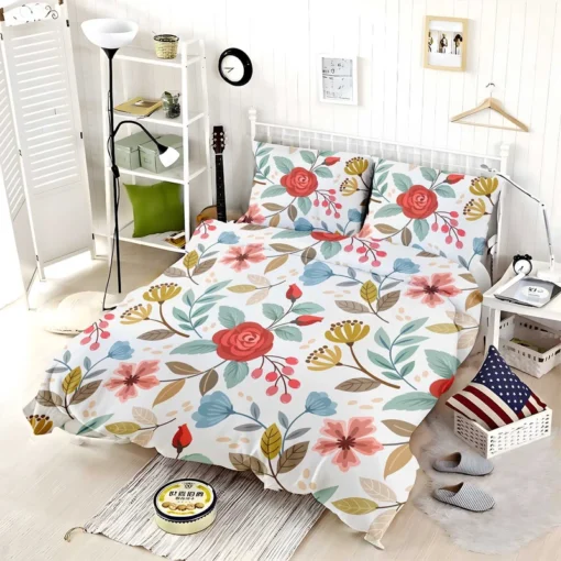 Red Roses Queen Anne's Floral Pattern Bedding Set