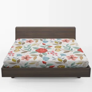 Red Roses Queen Anne's Floral Pattern Fitted Sheet 1