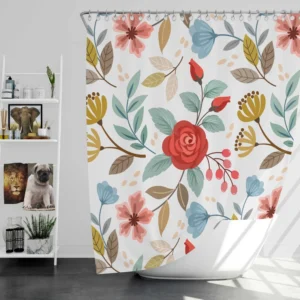 Red Roses Queen Anne's Floral Pattern Shower Curtain