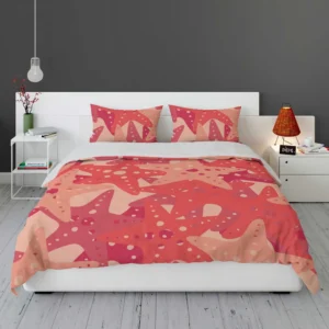 Red Starfish Pattern Sea Life Bedding Set 1