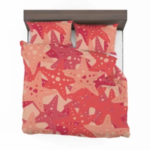 Red Starfish Pattern Sea Life Bedding Set 2