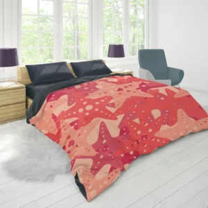 Red Starfish Pattern Sea Life Duvet Cover 1