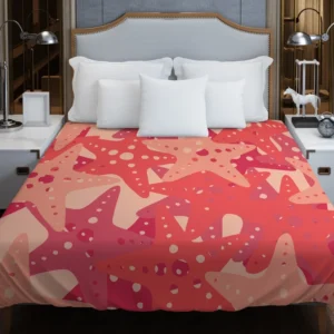 Red Starfish Pattern Sea Life Duvet Cover