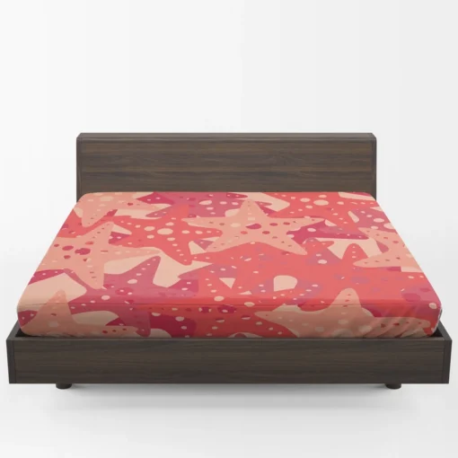 Red Starfish Pattern Sea Life Fitted Sheet 1