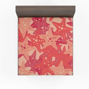 Red Starfish Pattern Sea Life Fitted Sheet