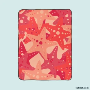 Red Starfish Pattern Sea Life Fleece Blanket 1