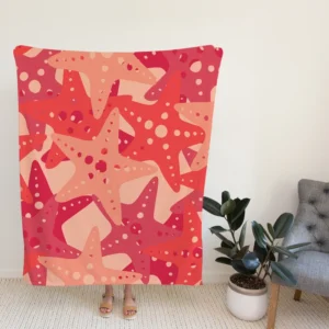 Red Starfish Pattern Sea Life Fleece Blanket