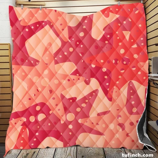 Red Starfish Pattern Sea Life Quilt Blanket