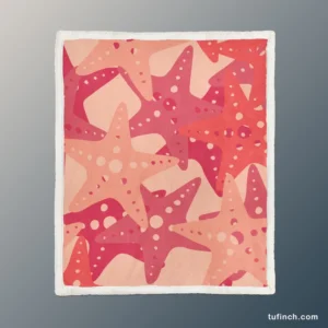 Red Starfish Pattern Sea Life Sherpa Fleece Blanket 1