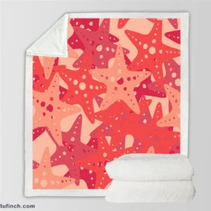 Red Starfish Pattern Sea Life Sherpa Fleece Blanket