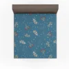 Red Viburnum Winter Leaves Pattern In Blue Fitted Sheet