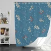 Red Viburnum Winter Leaves Pattern In Blue Shower Curtain