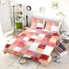 Red White Abstract Patchwork Design Bedding Set