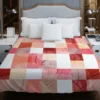 Red White Abstract Patchwork Design Duvet Cover