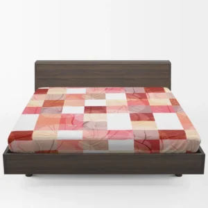 Red White Abstract Patchwork Design Fitted Sheet 1