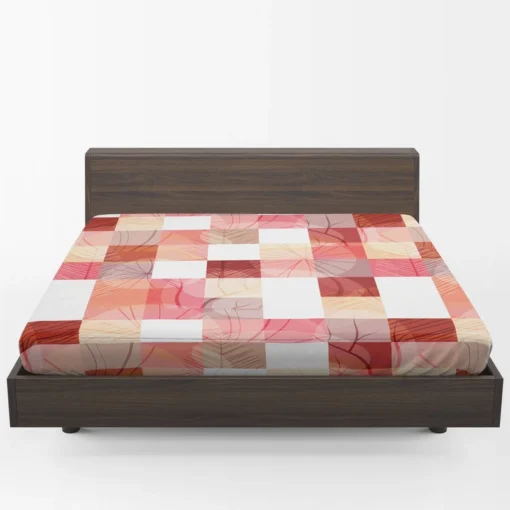 Red White Abstract Patchwork Design Fitted Sheet 1