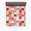 Red White Abstract Patchwork Design Fitted Sheet