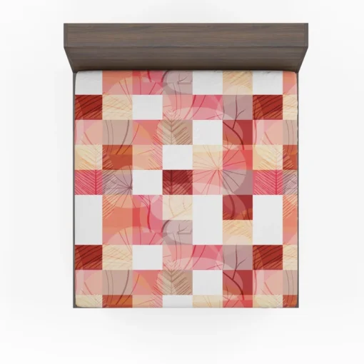 Red White Abstract Patchwork Design Fitted Sheet