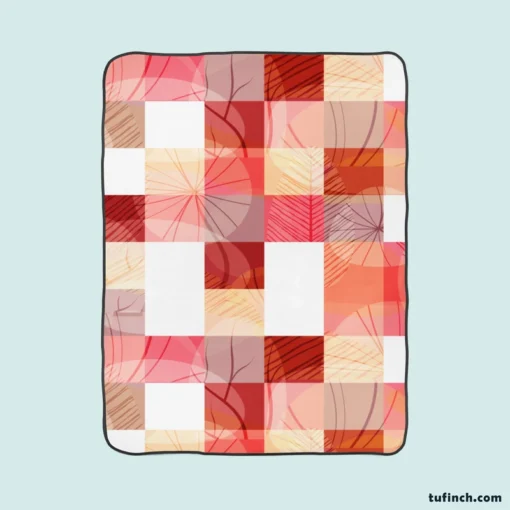 Red White Abstract Patchwork Design Fleece Blanket 1