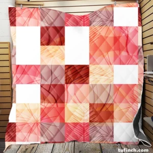 Red White Abstract Patchwork Design Quilt Blanket