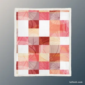 Red White Abstract Patchwork Design Sherpa Fleece Blanket 1