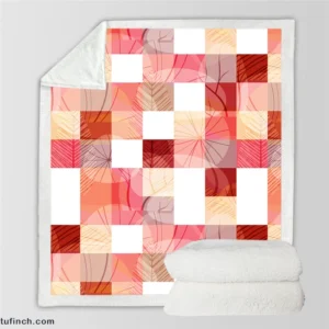 Red White Abstract Patchwork Design Sherpa Fleece Blanket