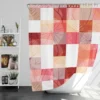 Red White Abstract Patchwork Design Shower Curtain