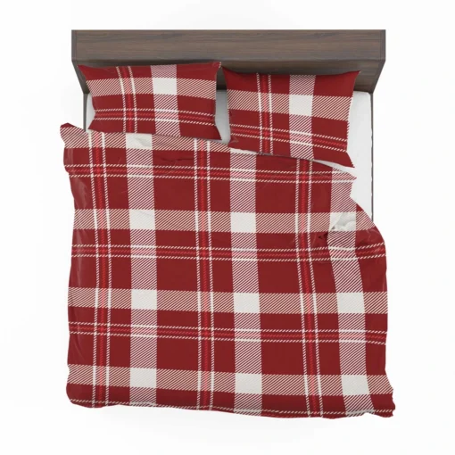 Red White Tartan Plaid Design Bedding Set 2