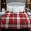 Red White Tartan Plaid Design Duvet Cover