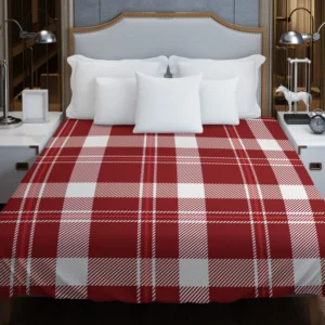 Red White Tartan Plaid Design Duvet Cover