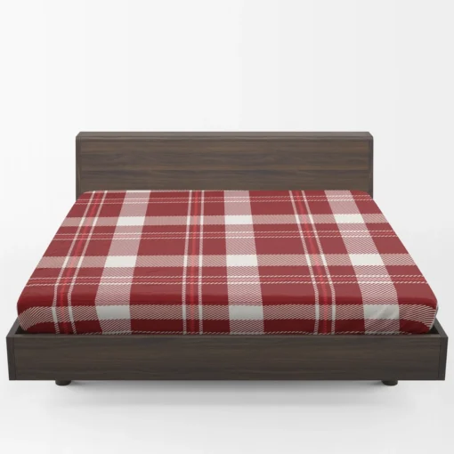 Red White Tartan Plaid Design Fitted Sheet 1