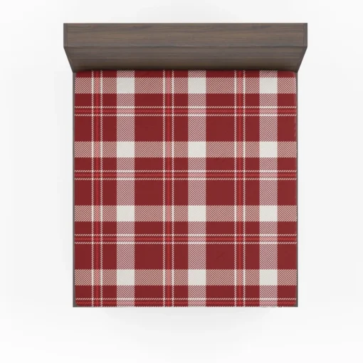 Red White Tartan Plaid Design Fitted Sheet