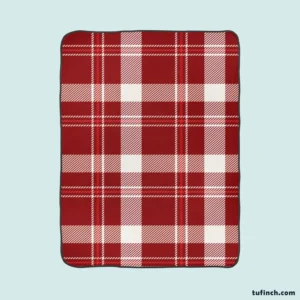 Red White Tartan Plaid Design Fleece Blanket 1