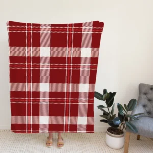 Red White Tartan Plaid Design Fleece Blanket