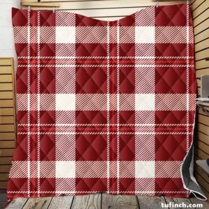 Red White Tartan Plaid Design Quilt Blanket