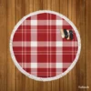 Red White Tartan Plaid Design Round Beach Towel