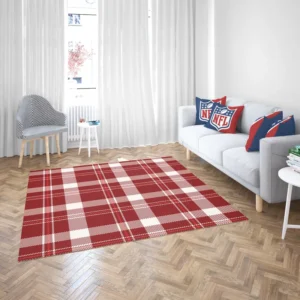 Red White Tartan Plaid Design Rug 2