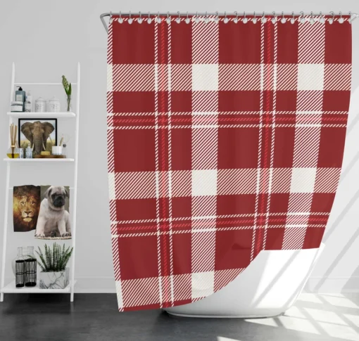 Red White Tartan Plaid Design Shower Curtain