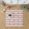 Red White Wavy Stripes Nautical Anchor Rug