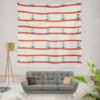 Red White Wavy Stripes Nautical Anchor Wall Tapestry