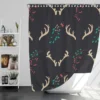 Reindeer Antlers Winter Berries In Black Shower Curtain