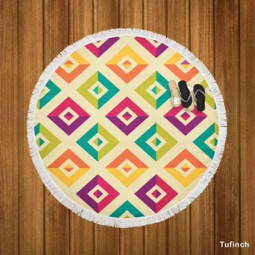 Retro Ethnic Pattern Round Beach Towel